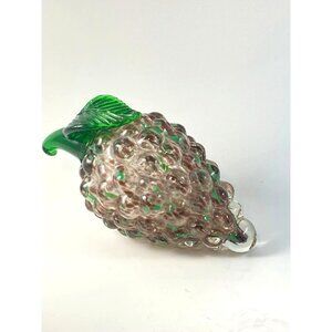 Hand Blown Grapes Paperweight Purple and Green Vintage Murano Style